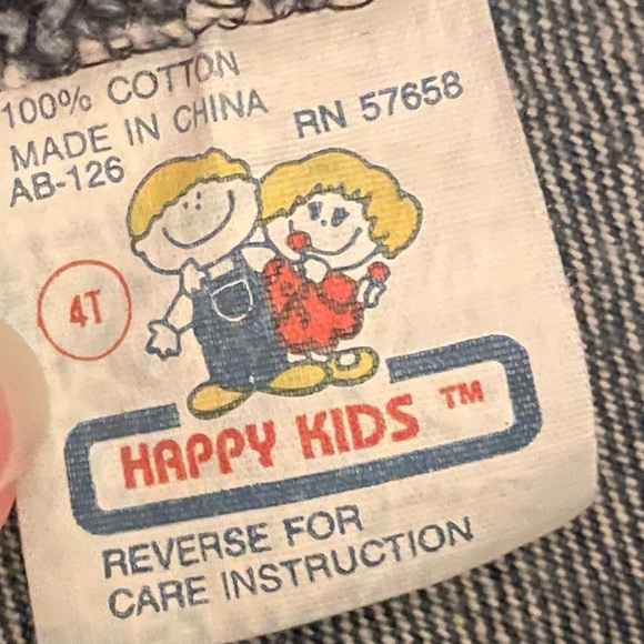 Vintage 90s Happy Kids Denim Shortalls 4T - Picture 6 of 7